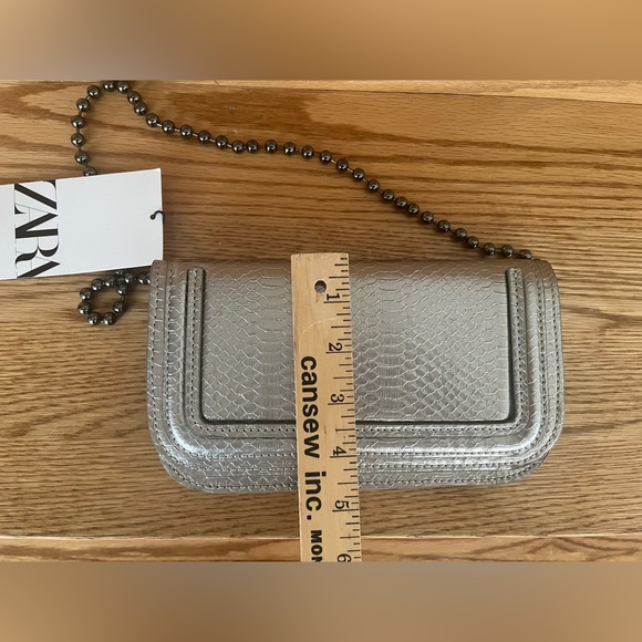 ZARA Silver Textured Crossbody with Bead Chain - Picture 9 of 13